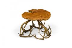 Rustic Petrified Wood and Deer Antler End Side Table - 4170275