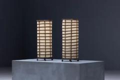 Rustic Rattan and Linen Lamps France 1970s - 3919244