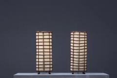 Rustic Rattan and Linen Lamps France 1970s - 3919246