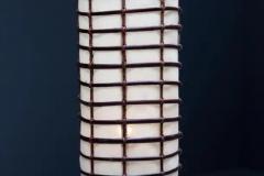 Rustic Rattan and Linen Lamps France 1970s - 3919282