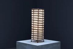 Rustic Rattan and Linen Lamps France 1970s - 3919284