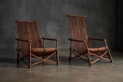 Rustic Reclining Chairs in Handcrafted Wicker France 1950s - 4271513