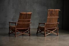 Rustic Reclining Chairs in Handcrafted Wicker France 1950s - 4271516