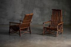 Rustic Reclining Chairs in Handcrafted Wicker France 1950s - 4271559