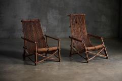 Rustic Reclining Chairs in Handcrafted Wicker France 1950s - 4271561