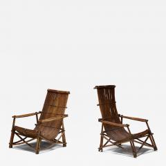 Rustic Reclining Chairs in Handcrafted Wicker France 1950s - 4277018