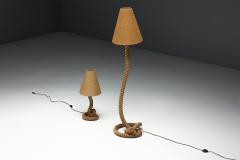 Rustic Rope Floor Lamp with Jute Shade France 1970s - 4342271
