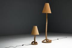 Rustic Rope Floor Lamp with Jute Shade France 1970s - 4342277
