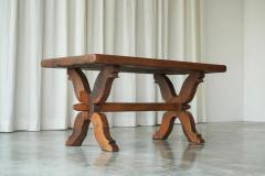 Rustic Sabi Sabi Style Trestle Coffee Table in Solid Oak 19th Century - 4528586