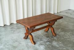 Rustic Sabi Sabi Style Trestle Coffee Table in Solid Oak 19th Century - 4528587