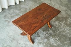 Rustic Sabi Sabi Style Trestle Coffee Table in Solid Oak 19th Century - 4528589