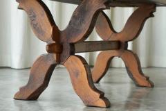 Rustic Sabi Sabi Style Trestle Coffee Table in Solid Oak 19th Century - 4528620