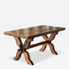 Rustic Sabi Sabi Style Trestle Coffee Table in Solid Oak 19th Century - 4528871