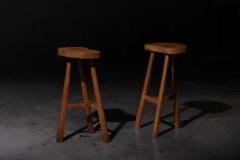 Rustic Solid Wood Bar Stools France 1950s - 4135077