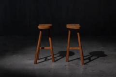 Rustic Solid Wood Bar Stools France 1950s - 4135096