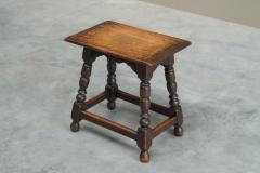 Rustic Stool or Side Table in Solid Turned and Carved Oak 19th Century - 4394966