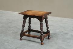 Rustic Stool or Side Table in Solid Turned and Carved Oak 19th Century - 4394978