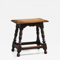 Rustic Stool or Side Table in Solid Turned and Carved Oak 19th Century - 4396881