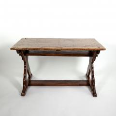 Rustic Swedish Painted Pine Fruitwood X Frame Trestle Table Circa 1820 - 3636295