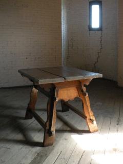 Rustic Swiss oak and pine square Rent Table - 4575884
