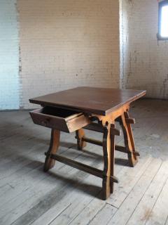 Rustic Swiss or Austrian Oak and Fruit wood Square Rent Table - 4575974