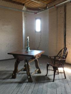 Rustic Swiss or Austrian Oak and Fruit wood Square Rent Table - 4575981