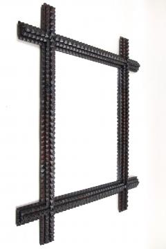 Rustic Tramp Art Mirror Late 19th Century Handcarved Austria ca 1880 - 4806441