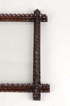 Rustic Tramp Art Photo Frame With Original Glass Plate Austria circa 1880 - 3477139