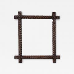 Rustic Tramp Art Photo Frame With Original Glass Plate Austria circa 1880 - 3479234