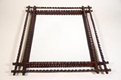 Rustic Tramp Art Wall Mirror Basswood Hand Carved Austria circa 1880 - 3625580