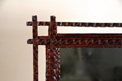 Rustic Tramp Art Wall Mirror Basswood Hand Carved Austria circa 1880 - 4161432