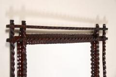 Rustic Tramp Art Wall Mirror Basswood Hand Carved Austria circa 1880 - 4161433