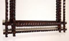 Rustic Tramp Art Wall Mirror Basswood Hand Carved Austria circa 1880 - 4161437