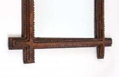 Rustic Tramp Art Wall Mirror Basswood Handcarved Austria circa 1860 - 3398687