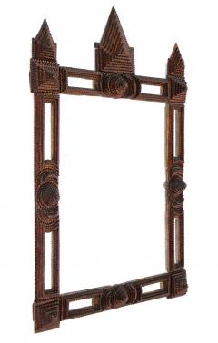 Rustic Tramp Art Wall Mirror Handcarved 19th Century Austria ca 1880 - 3988306