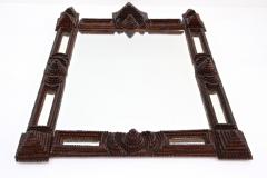 Rustic Tramp Art Wall Mirror Handcarved 19th Century Austria ca 1880 - 3988315