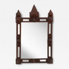 Rustic Tramp Art Wall Mirror Handcarved 19th Century Austria ca 1880 - 3988943