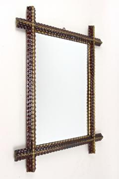 Rustic Tramp Art Wall Mirror Handcarved Late 19th Century Austria ca 1880 - 4235114