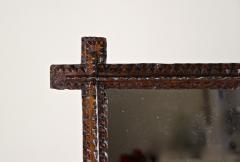 Rustic Tramp Art Wall Mirror Notch Cut Design 19th Century Austria ca 1870 - 3417521