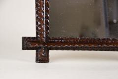 Rustic Tramp Art Wall Mirror Notch Cut Design 19th Century Austria ca 1870 - 3417525