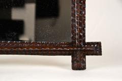 Rustic Tramp Art Wall Mirror Notch Cut Design 19th Century Austria ca 1870 - 3417527