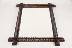Rustic Tramp Art Wall Mirror Notch Cut Design 19th Century Austria ca 1870 - 3417528