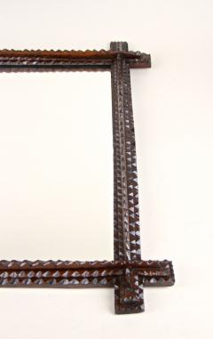 Rustic Tramp Art Wall Mirror Notch Cut Design 19th Century Austria ca 1870 - 3417529