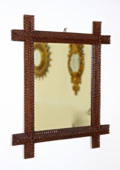 Rustic Tramp Art Wall Mirror With Chip Carvings Austria circa 1880 - 3595089