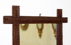 Rustic Tramp Art Wall Mirror With Chip Carvings Austria circa 1880 - 3595091