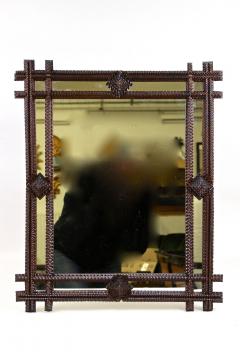 Rustic Tramp Art Wall Mirror With Handcarved Austria circa 1880 - 3386572
