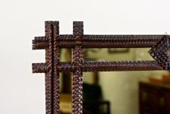 Rustic Tramp Art Wall Mirror With Handcarved Austria circa 1880 - 3386574