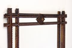 Rustic Tramp Art Wall Mirror With Handcarved Austria circa 1880 - 3386575
