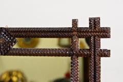 Rustic Tramp Art Wall Mirror With Handcarved Austria circa 1880 - 3386576