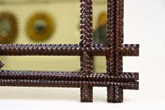 Rustic Tramp Art Wall Mirror With Handcarved Austria circa 1880 - 3386578